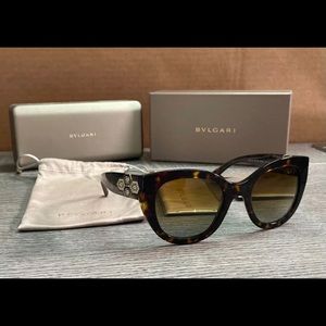 Bvlgari Dark Havan Gold Square Sunglasses